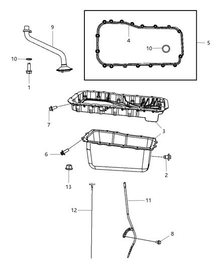 2008 Dodge Grand Caravan Engine Oil Pan , Oil Level Indicator Diagram 3