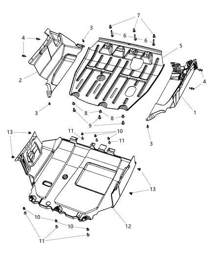 2015 Jeep Compass Belly Pan-Front Diagram for 68088781AC