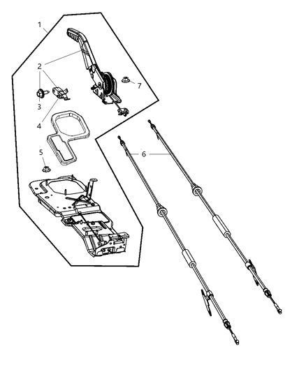 2008 Jeep Liberty Park Brake Lever Assembly & Cable Diagram