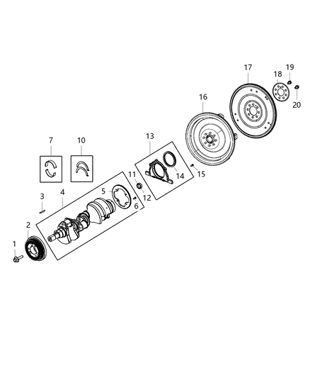 2016 Dodge Challenger Crankshaft , Crankshaft Bearings , Damper And Flywheel Diagram 4