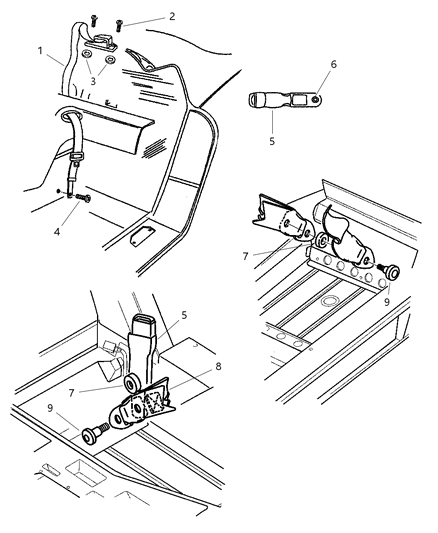 2000 Dodge Viper Front Left Seat Belt Buckle Diagram for 4848719