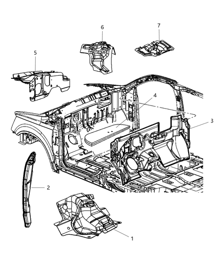 2008 Chrysler Town & Country SILENCER-Fender To Hinge Pillar Diagram for 5028684AA