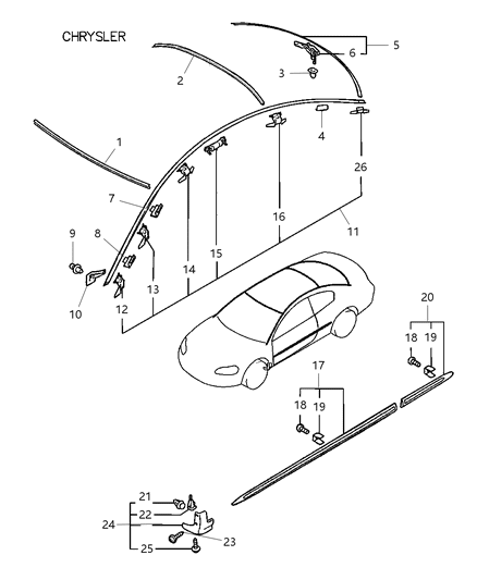 2002 Chrysler Sebring Moldings Diagram