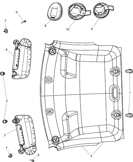 2008 Dodge Ram 3500 Pickup Headliners & Visors Diagram