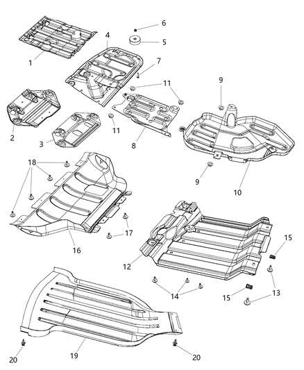 2021 Jeep Grand Cherokee Belly Pan-Front Diagram for 68091772AB