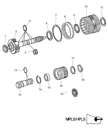 2005 Dodge Sprinter 2500 Center & Rear Planetary Set - Output Shaft Diagram