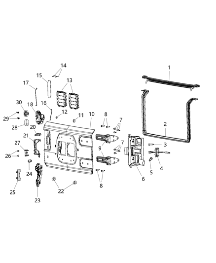 2021 Jeep Wrangler Latch-Swing Gate Diagram for 68283296AB