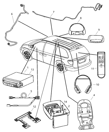 2005 Dodge Grand Caravan Media Sys-Wireless Infrared Diagram for 5094043AA
