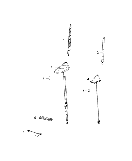 2020 Jeep Compass Antenna, Radio, Satellite, GPS and Cellular Diagram