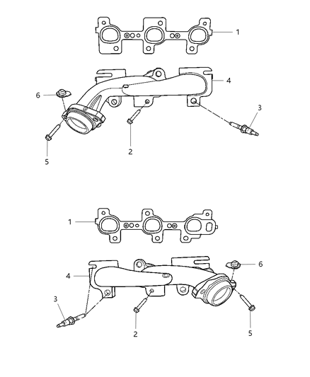 2008 Dodge Durango Exhaust Manifolds & Heat Shields Diagram 1