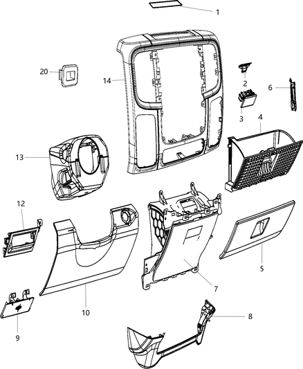 2015 Ram 1500 Panel-Steering Column Opening Diagram for 5ZT191L1AA