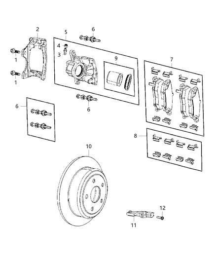 2018 Jeep Wrangler JK (Previous-generation) Brakes, Rear, Disc Diagram