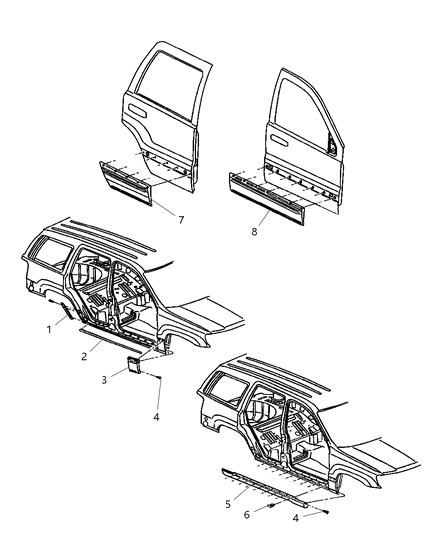 2000 Jeep Grand Cherokee Molding-SILL Cover Diagram for 5EY65VF7