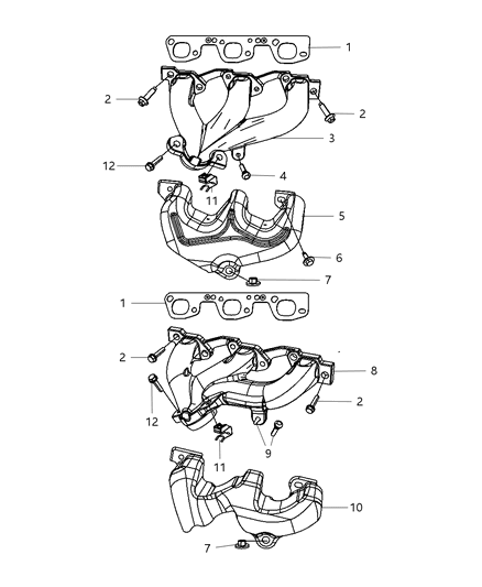 2007 Jeep Wrangler Exhaust Manifold & Turbocharger & Mounting Diagram 2