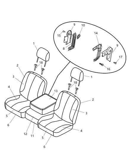 2008 Dodge Ram 3500 Pickup Front Seat - Split Seat Diagram 2