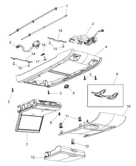 2016 Chrysler Town & Country Cover-Overhead Console Diagram for 5SD40HDAAB