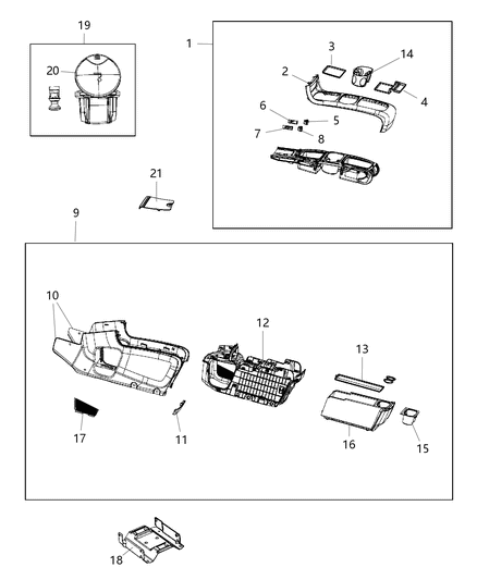 2018 Dodge Grand Caravan Floor Console Front Diagram 1