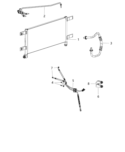 2014 Ram 3500 Pickup Transmission Oil Cooler & Lines Diagram 2
