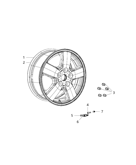 2010 Dodge Nitro Aluminum Wheel Diagram for 1EG95PAKAD