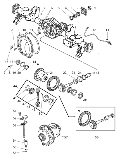 2007 Jeep Grand Cherokee Axle, Rear, With Differential, Housing And Axle Shafts Diagram 2
