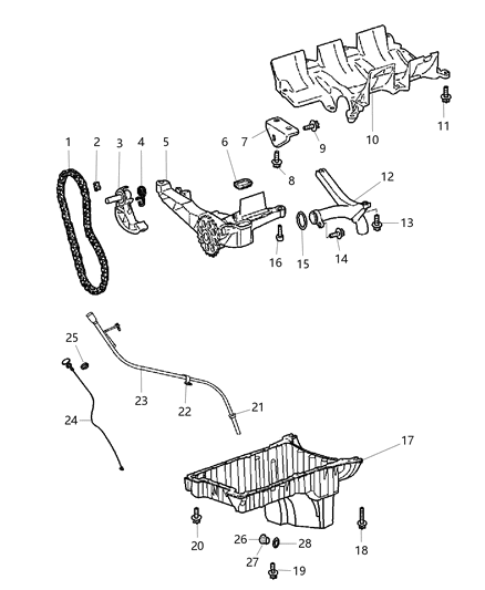 2007 Jeep Grand Cherokee Oil Pump & Pan , Oil Filter & Splash Guard , Oil Cooler Diagram 2