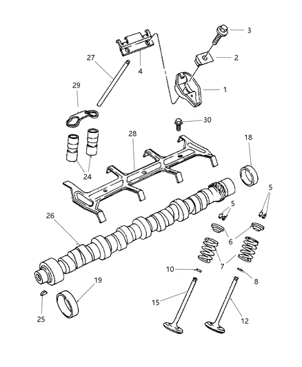 1998 Dodge Ram 2500 Regular Cab Camshaft & Valves Diagram 1