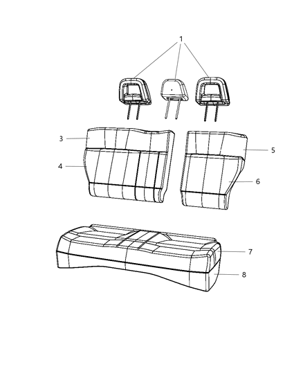 2014 Jeep Compass Rear Seat Cushion Cover Diagram for 5PR42DK2AA