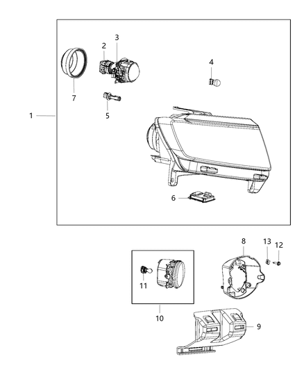 2013 Dodge Durango Headlamp Diagram for 55079367AC