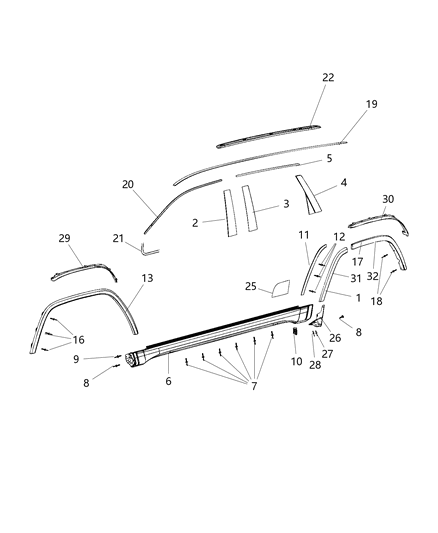 2019 Jeep Grand Cherokee Molding-Day Light Opening Diagram for 68278634AC