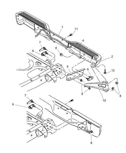 2000 Dodge Dakota Bumper, Rear Diagram