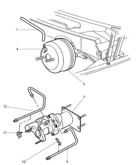 1997 Dodge Ram 2500 Booster-Brake Booster Diagram for 5011394AA