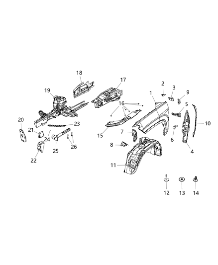 2018 Jeep Compass WEATHERSTRIP-Fender To Door Diagram for 68242117AA