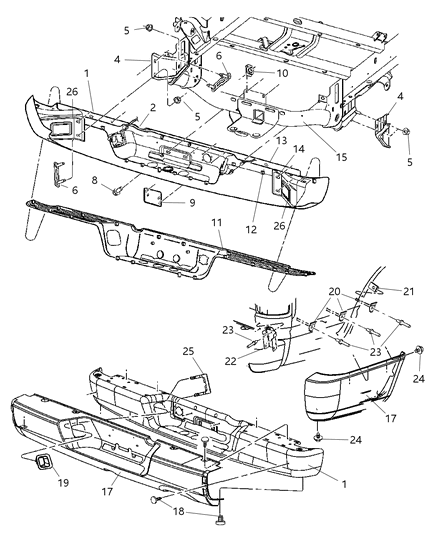 2004 Dodge Ram 1500 Bracket-Bumper Diagram for 55077359AB