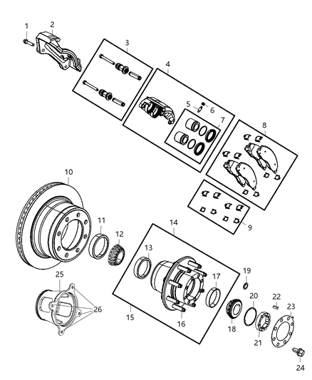 2014 Ram 3500 Cab Chassis Brakes, Rear, Disc Diagram