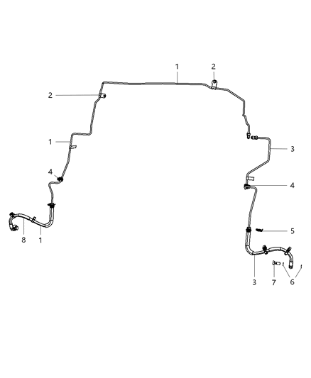 2008 Dodge Nitro Clip-Brake Tube Diagram for 68021301AA