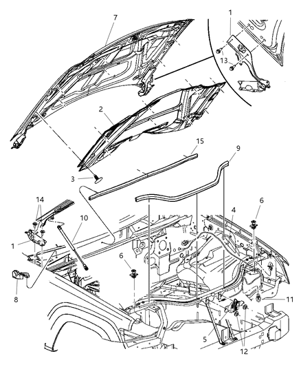 2009 Jeep Grand Cherokee Lift Supports Diagram for 68025360AA