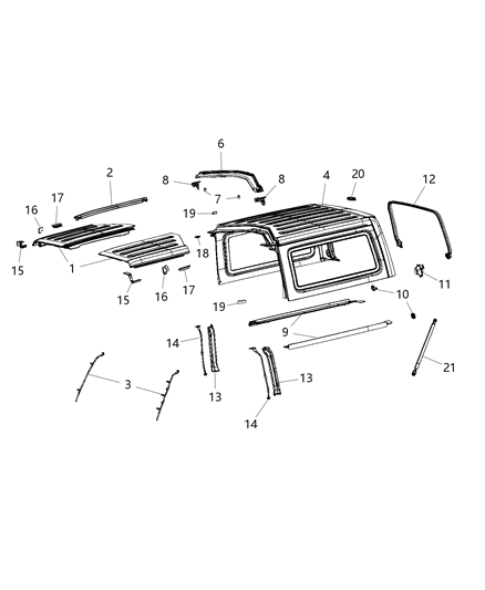 2019 Jeep Wrangler Seal-Hard Top Front Diagram for 68368894AB