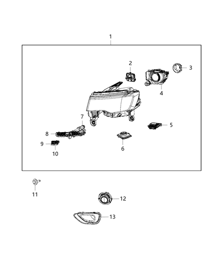 2017 Jeep Grand Cherokee Front Fog Lamp Diagram for 68273052AC