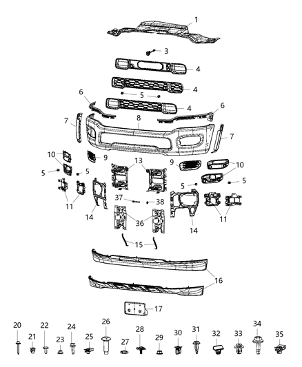 2019 Ram 2500 Air Dam-Front Diagram for 68384302AB