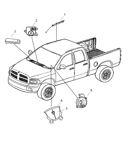 2004 Dodge Ram 1500 Driver Air Bag Diagram for 5HM44XDVAC