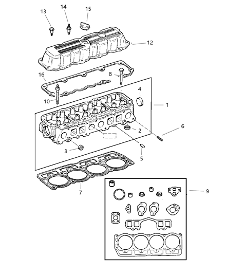 2002 Jeep Wrangler Gasket-Cylinder Head Diagram for 53009549AB