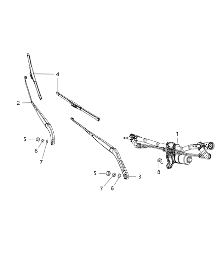 2019 Jeep Renegade Wiper System, Front Diagram