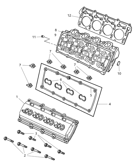 2007 Jeep Grand Cherokee Cylinder Head & Covers And Mounting Diagram 7