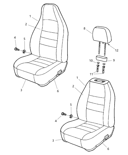 2001 Jeep Wrangler Seat Back-Front Diagram for UG811K5AA