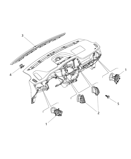 2015 Ram ProMaster City Instrument Panel Trim, Outlets Diagram