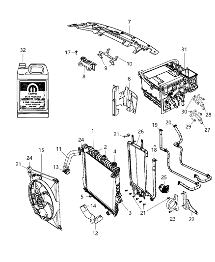 2009 Dodge Durango Radiator & Related Parts Diagram 2