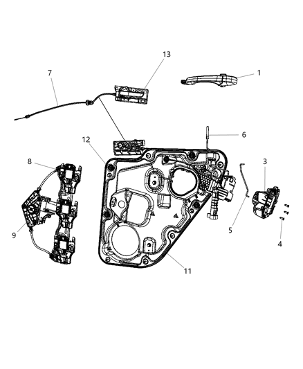 2012 Dodge Durango Rear Door - Hardware Components Diagram