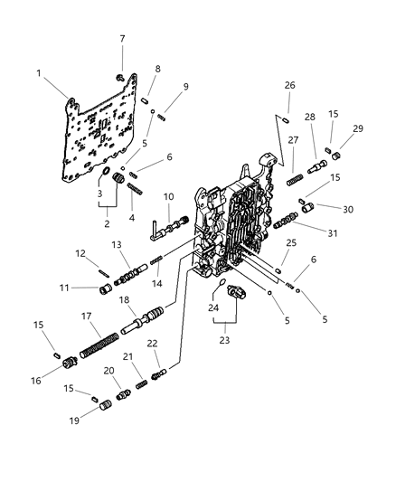 2004 Chrysler Sebring Coupe Components, Valve Body Diagram 2