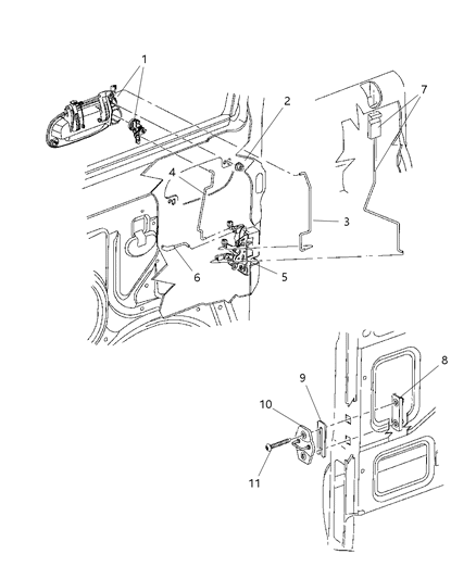 2000 Dodge Durango Link Outside Handle To Lat Diagram for 55256330AC