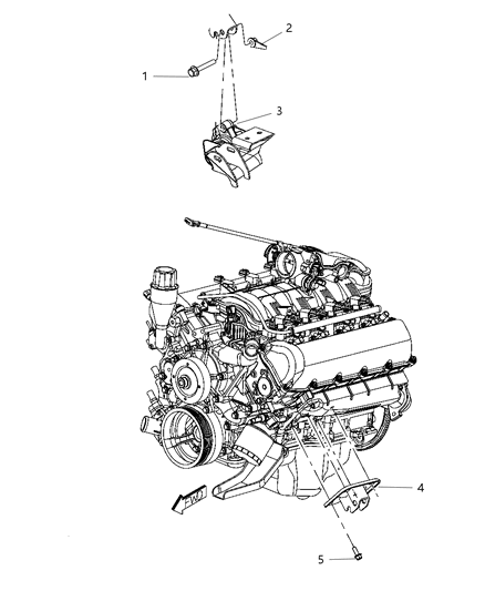2009 Dodge Durango Engine Mounting Left Side Diagram 3